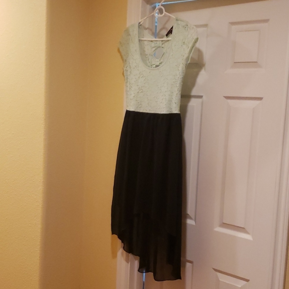 Mint & Black mid length swing dress
